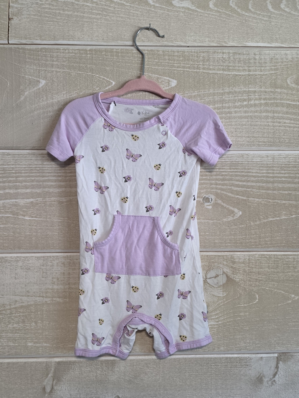 Kyte BABY Lavender Butterfly Short-Sleeve Sleep Romper